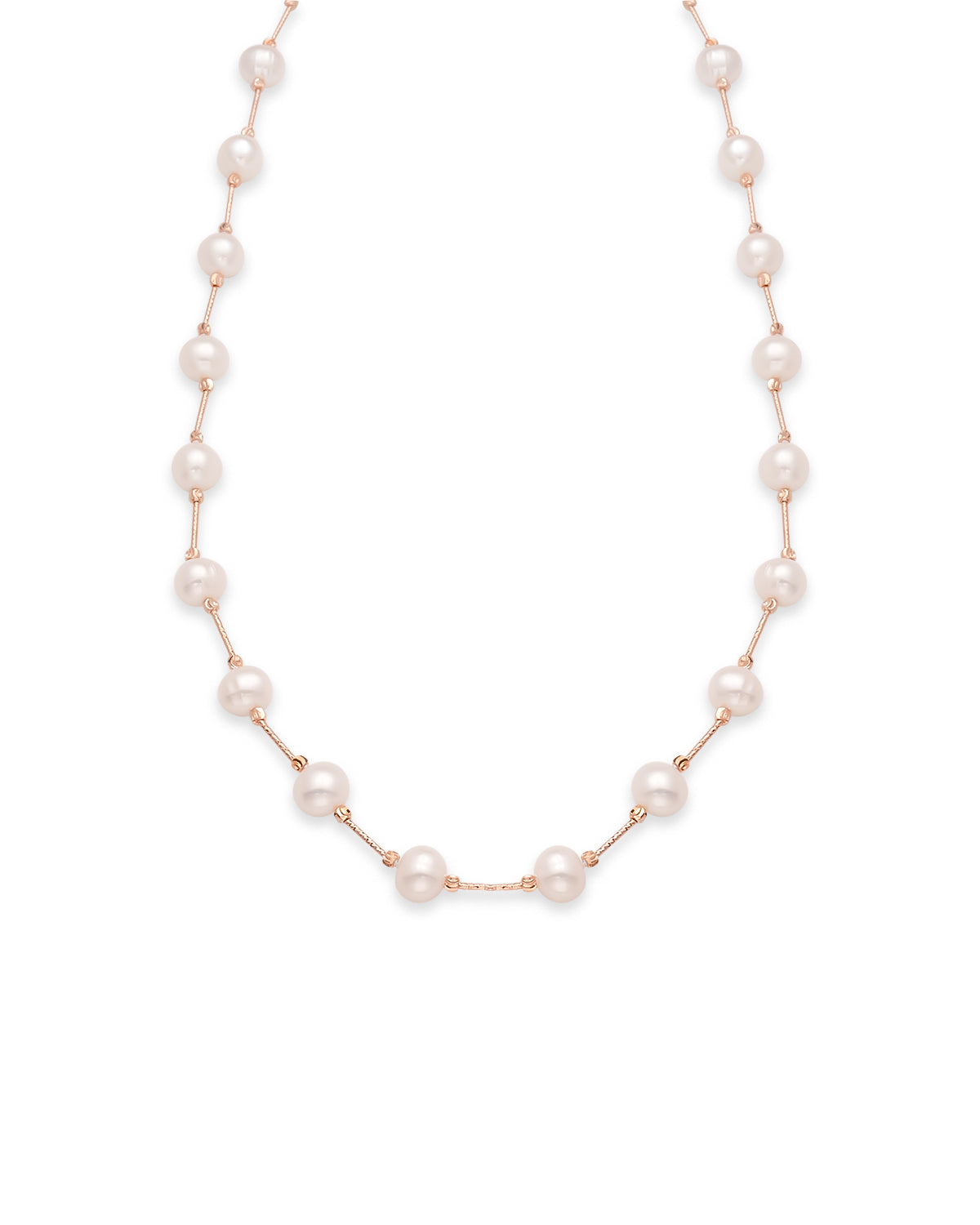 9mm White Freshwater Pearl Tincup Necklace