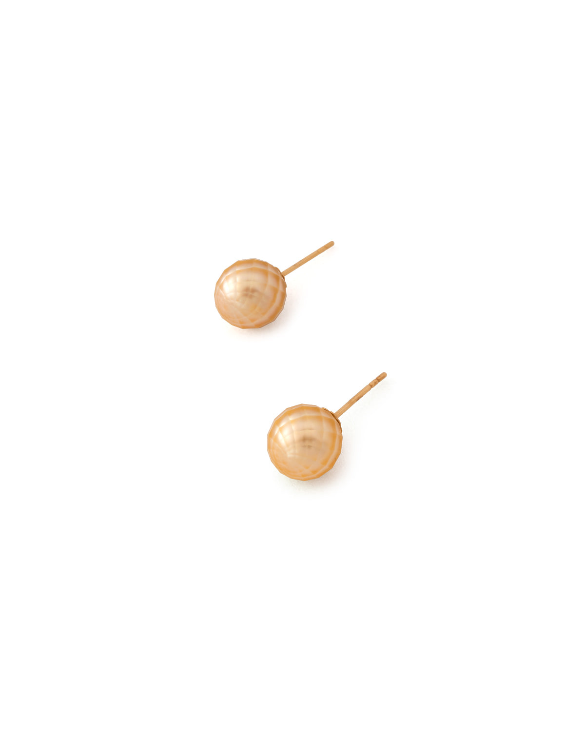 Golden South Sea Pearl Textured Round Stud Earrings