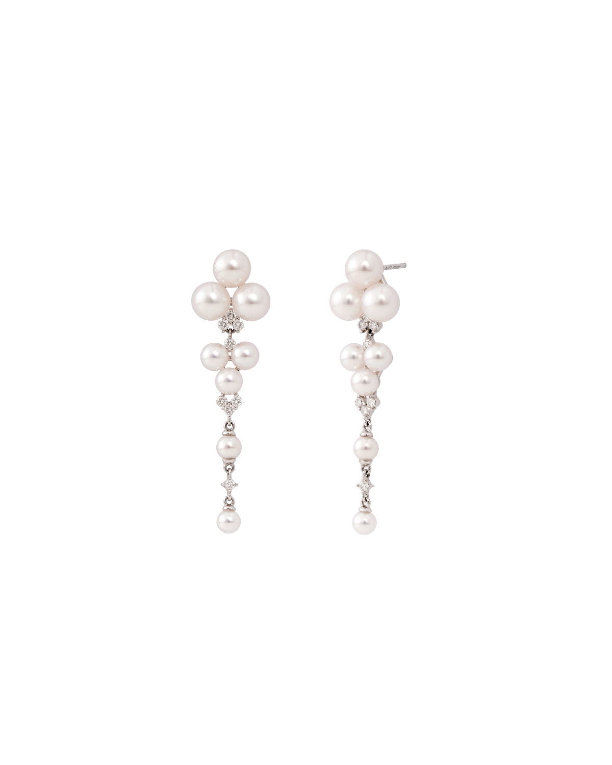 18K White Gold Akoya Pearl & Diamond Banquet Drop Earrings
