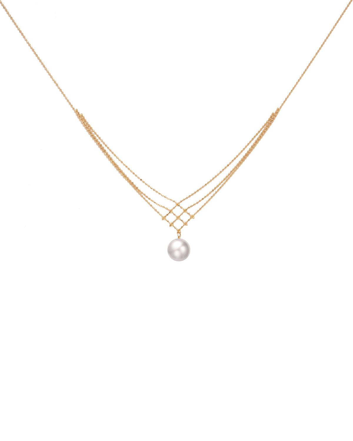 Akoya Pearl Delicate Mesh Necklace