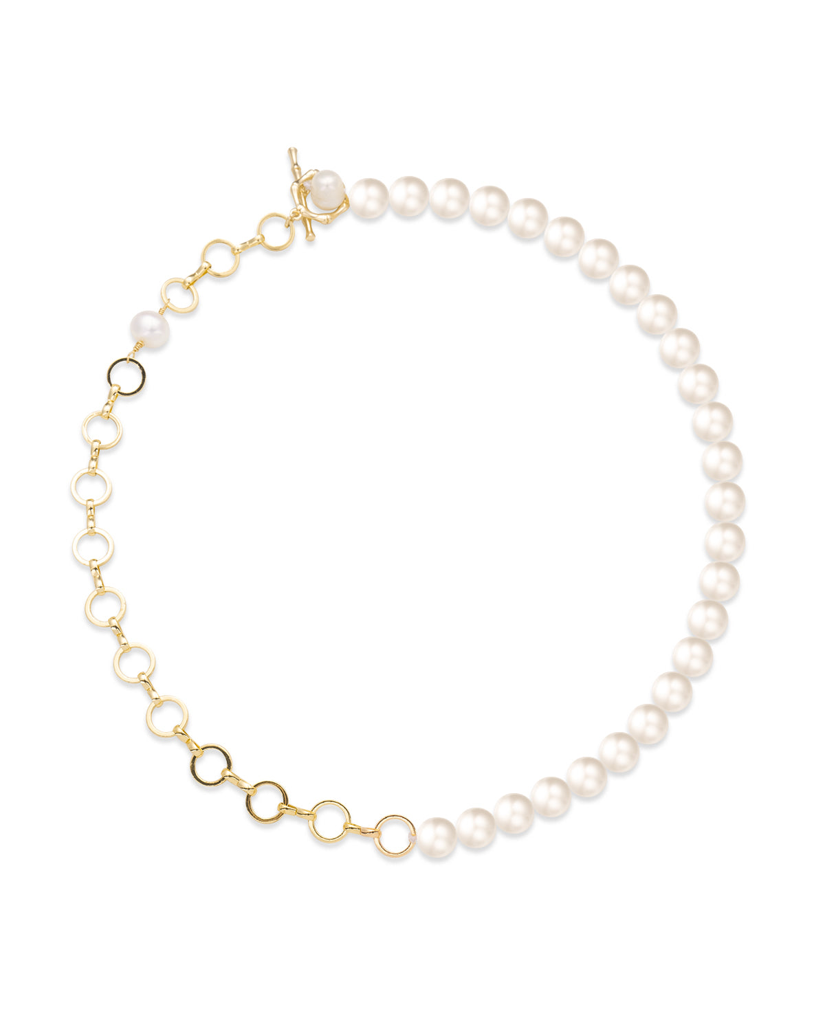 8-9mm White Freshwater Pearl & Chain Irregular Necklace