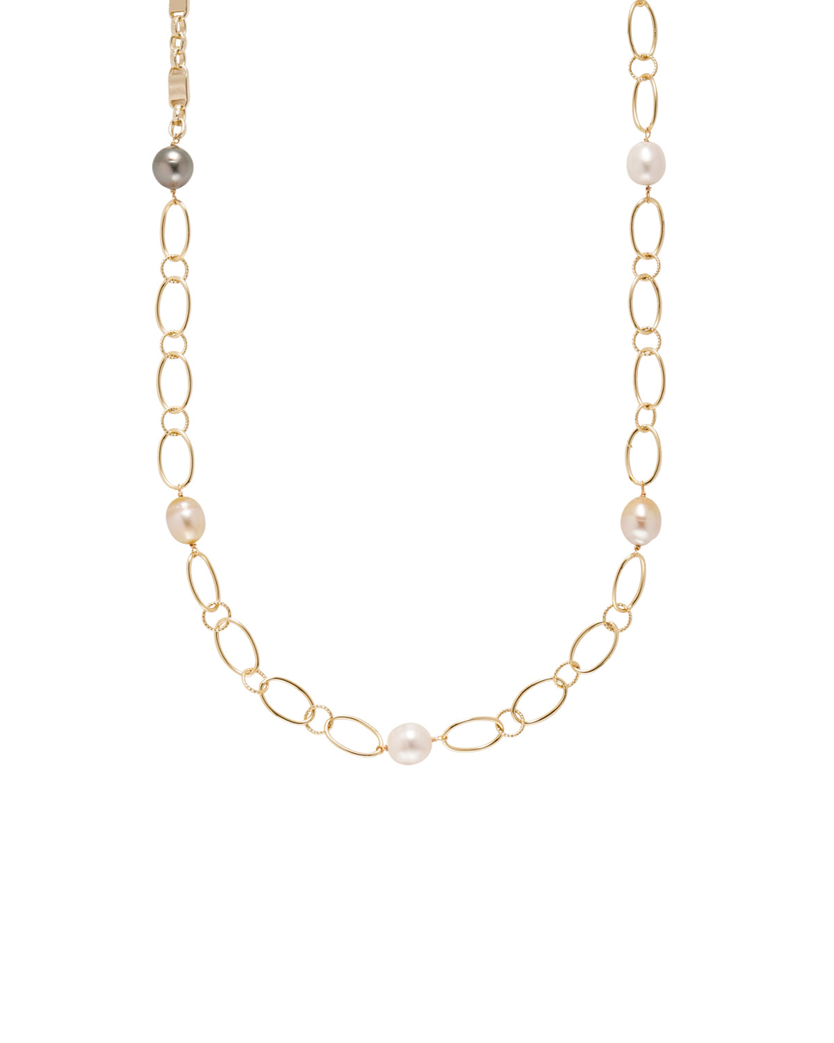 Italian Crafted South Sea Baroque Pearl & Chain Multicolor Necklace