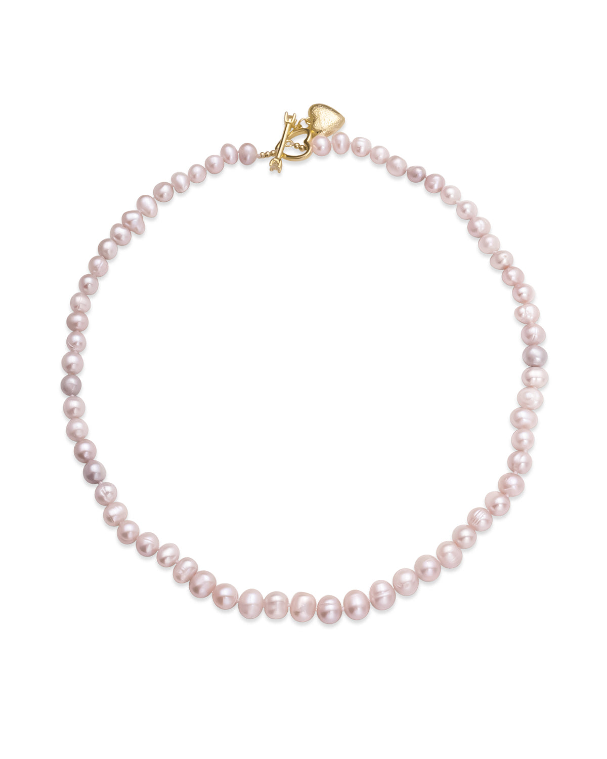 5-6mm Pink Baroque Freshwater Pearl Necklace with Cupid's Arrow Lock