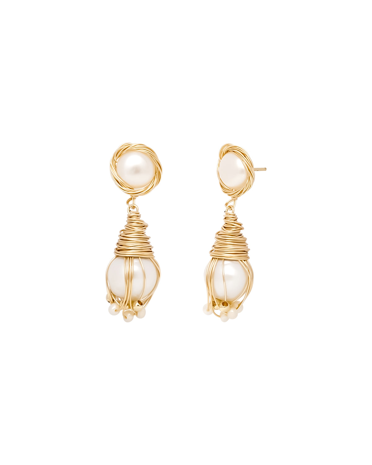 20-21mm White Freshwater Pearl Twine Drop Earrings