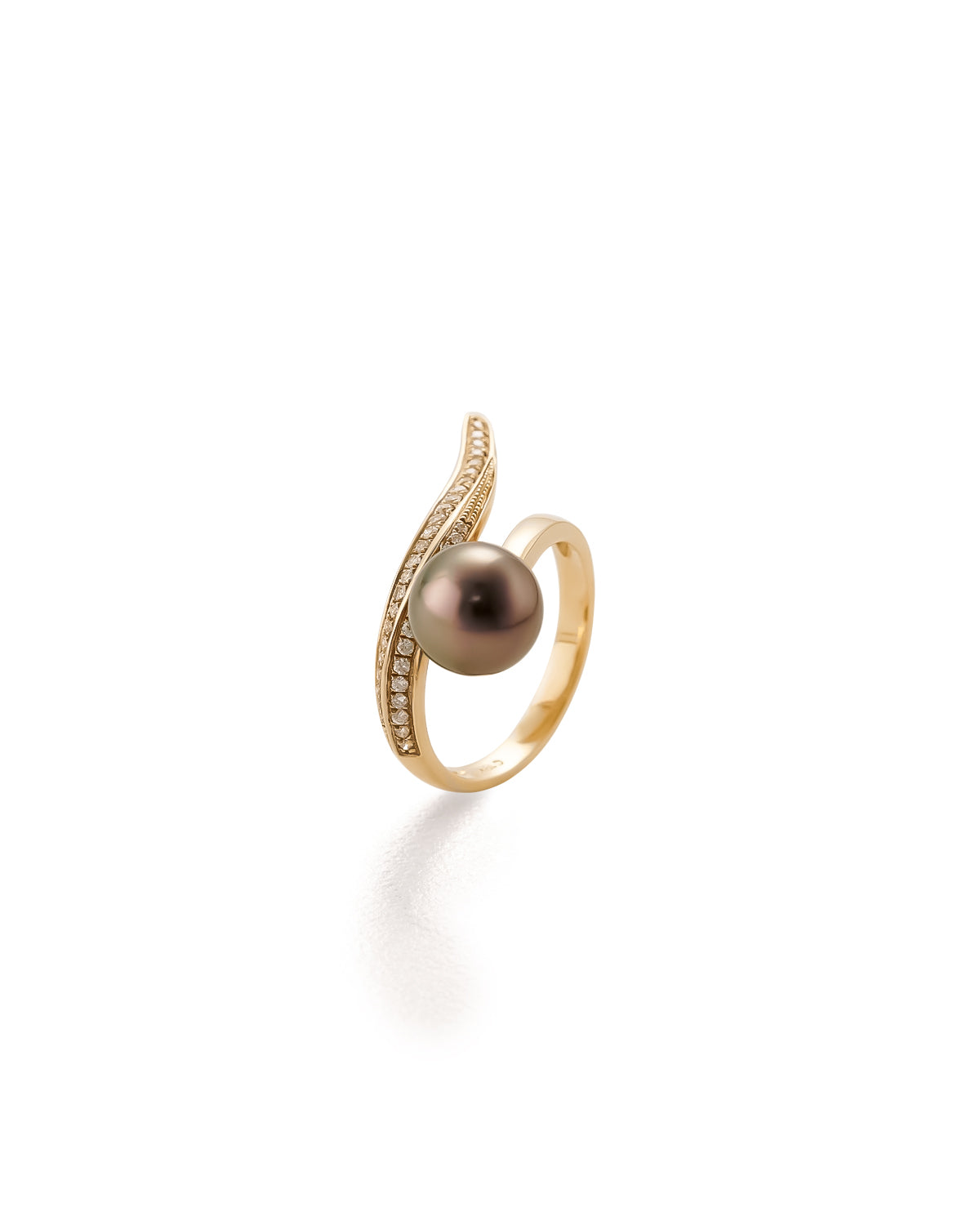 18K Gold Tahitian Pearl & Diamond Wrap Ring