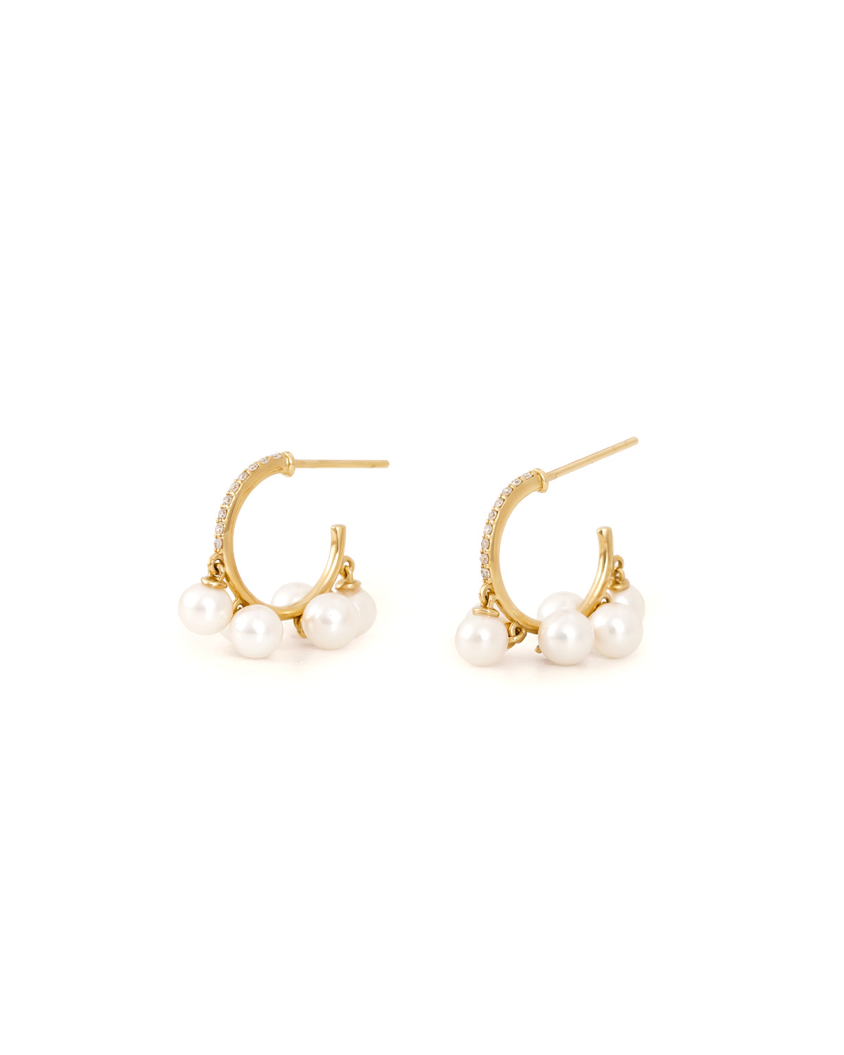Akoya White Pearl & Diamond Phoenix Hoop Earrings