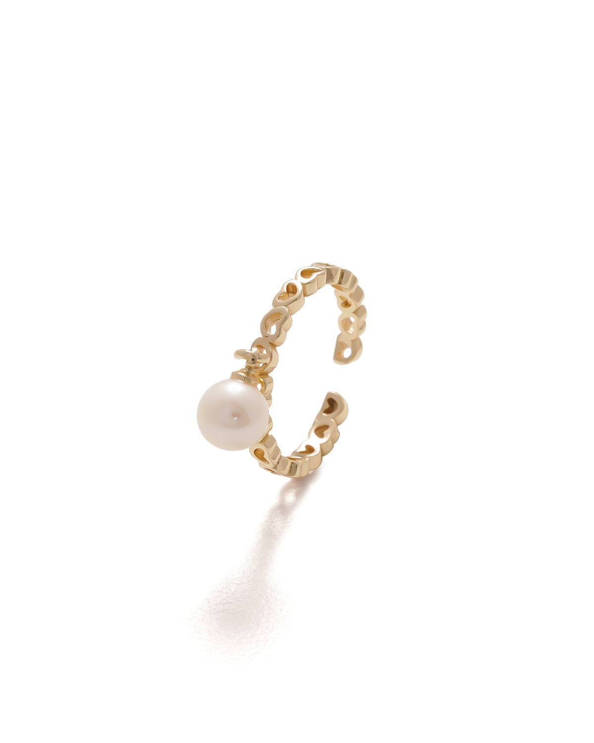 7-7.5mm Freshwater Pearl Hollow Heart Ring