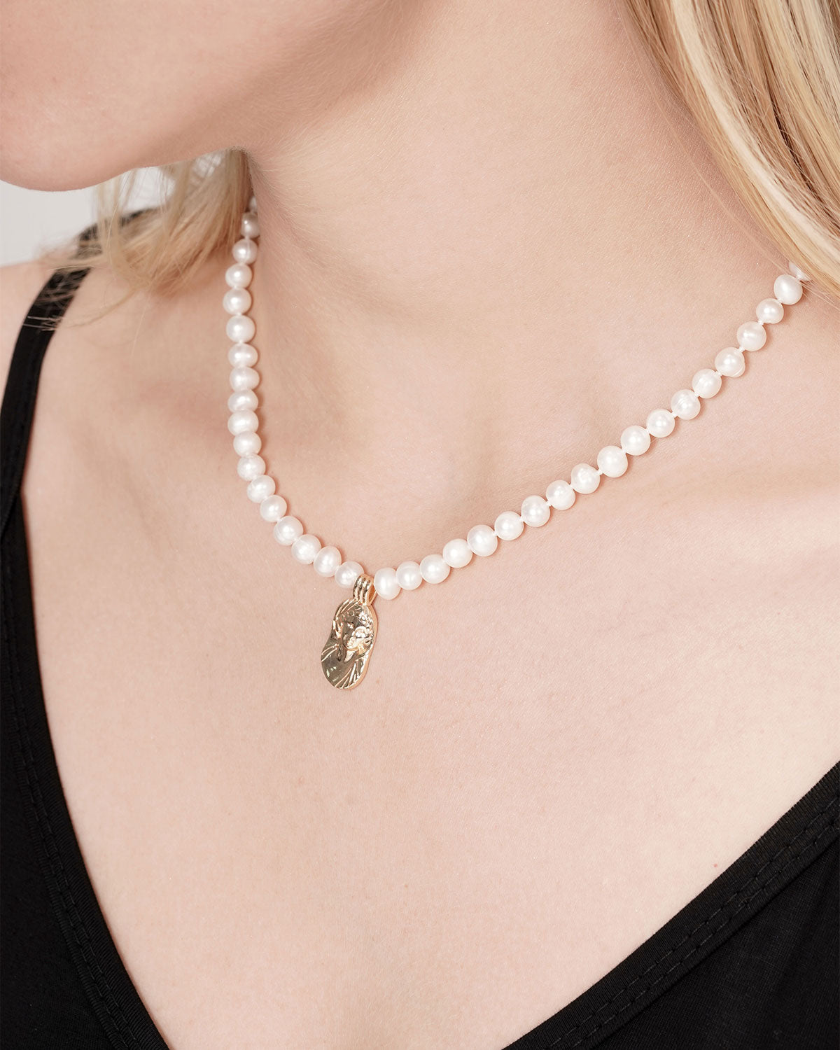 5-6mm White Freshwater Pearl Portrait Necklace