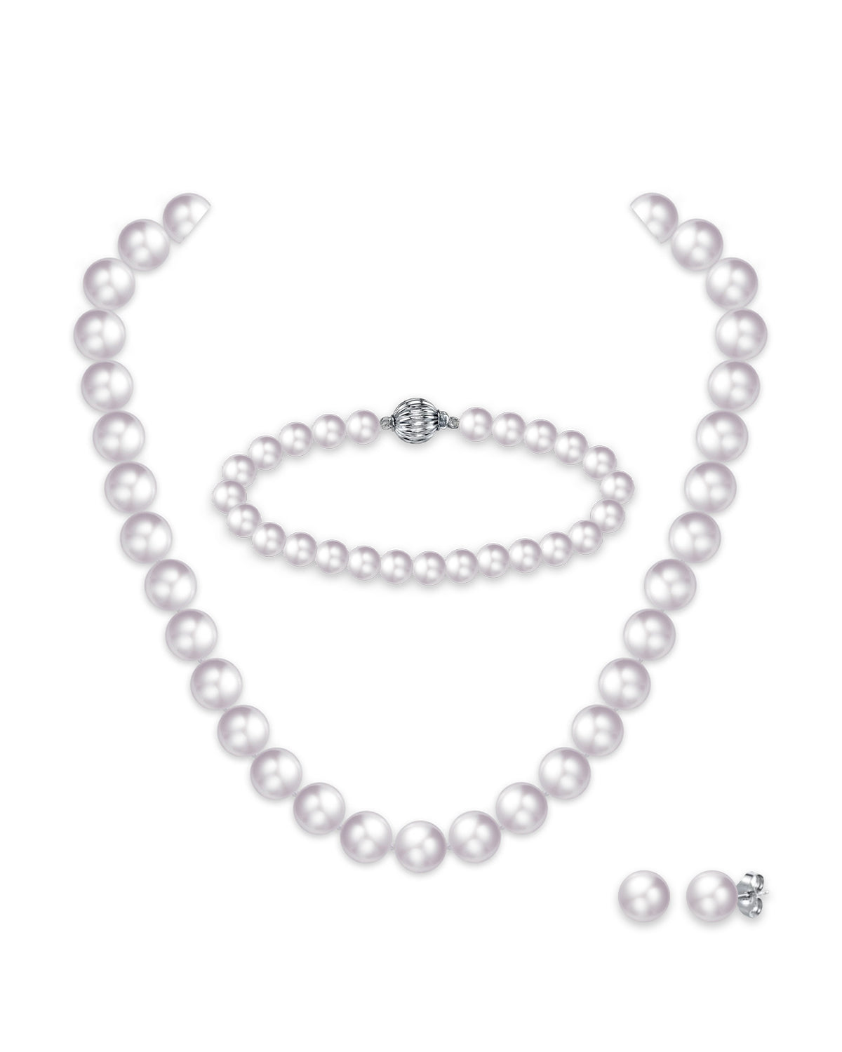 10-11mm White Freshwater Round Pearl Set - AAA Quality