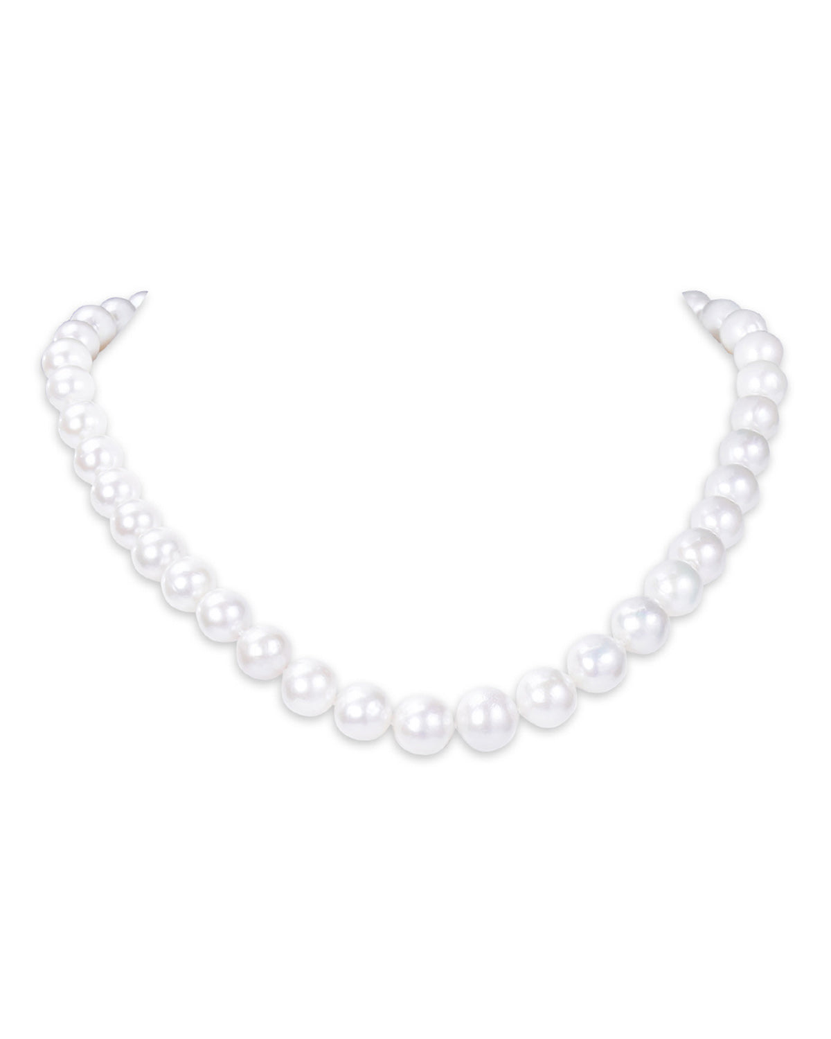9-12mm Big Light Bulb Freshwater White Pearl Gradient Necklace