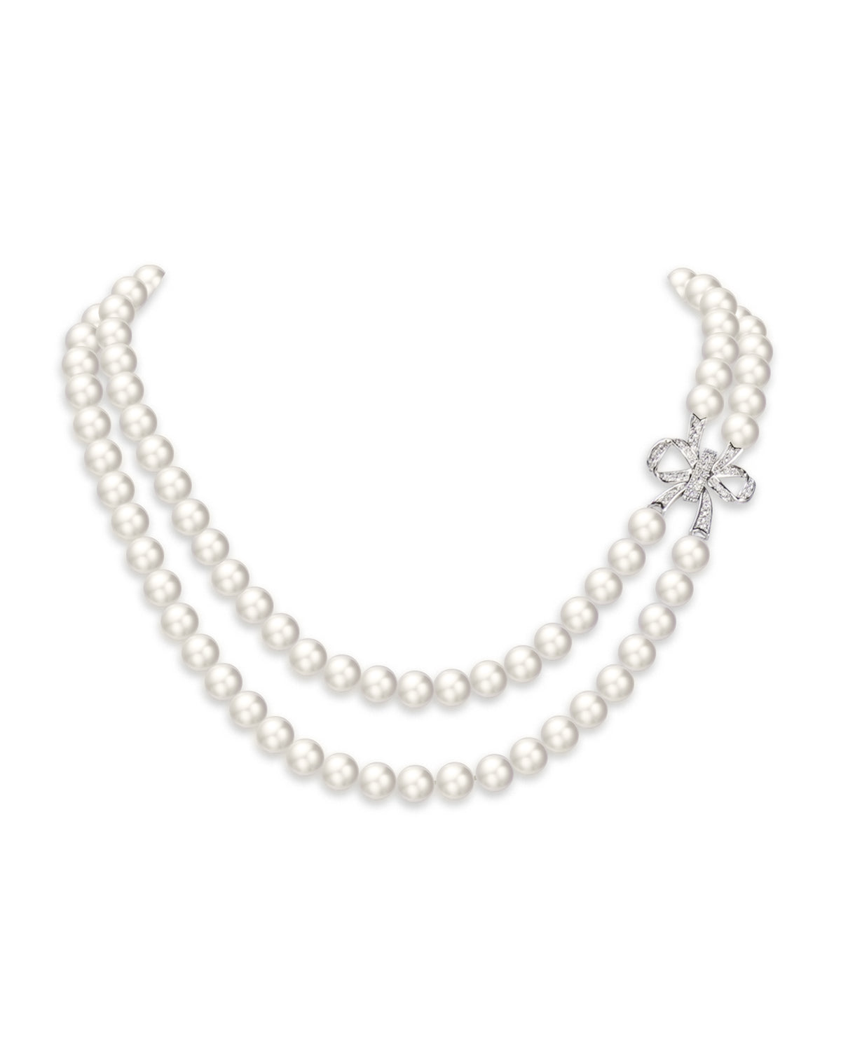 7-8mm White Freshwater Pearl Double Strand Necklace
