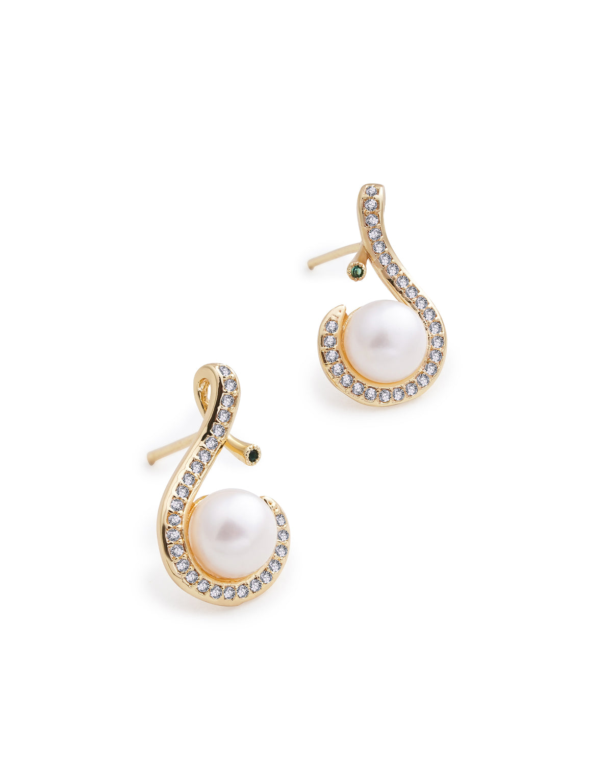 "Sound of Music" Note Design Cultured 7mm Pearl Earrings, Embellished with Crystals