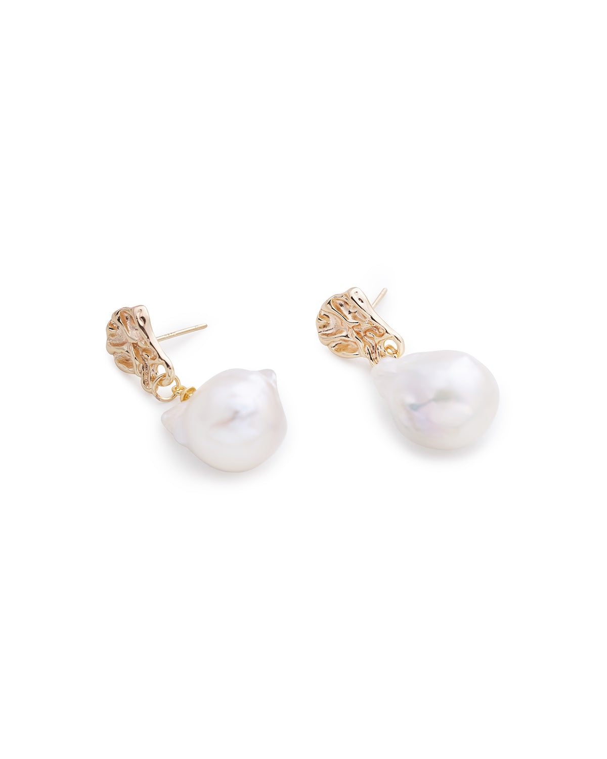 Vintage Style 14K Gold Filled Natural Freshwater  Baroque Pearl Drop Earrings